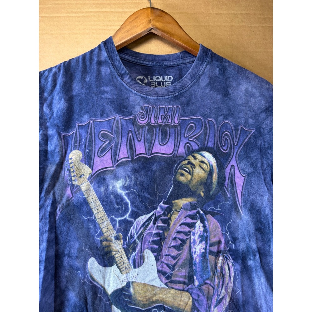 Liquid Blue Jimi Hendrix T Shirt Mens Size Medium Blue Purple Haze Tie Dye Tee